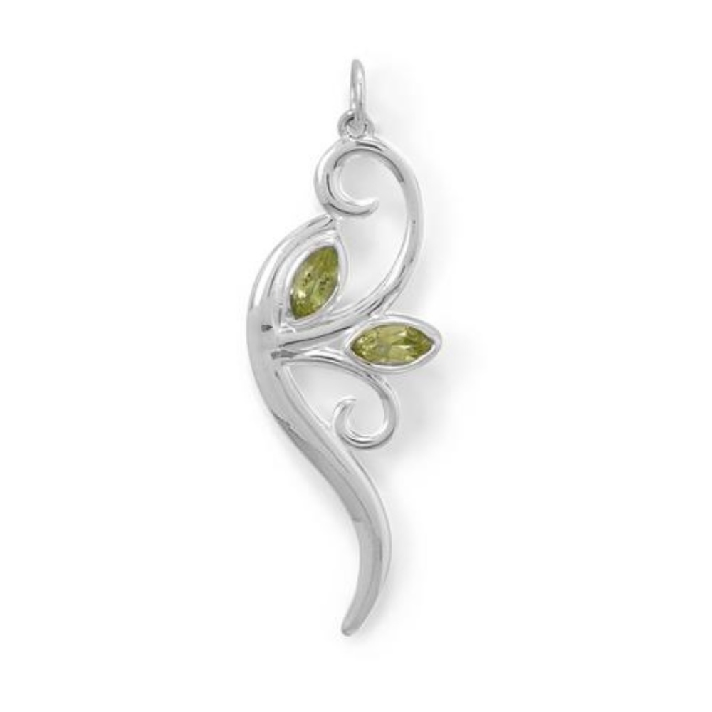 3 pcs. Peridot Leaf and Branch Pendant